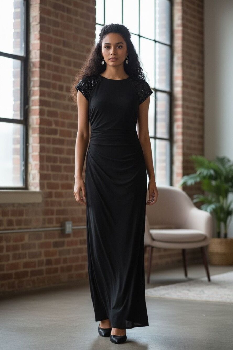 Betsy & Adam Evening Gown in Black NWOT Size 6